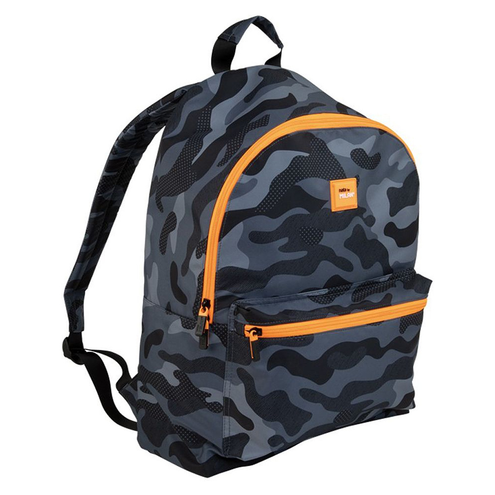 Рюкзак молодежный "Black Camouflage", серый, оранжевый