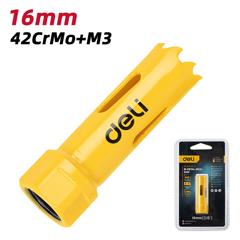 Коронка биметаллическая Deli YS EDH-SKK016-E1, 16 х 38 мм, М14 - 4