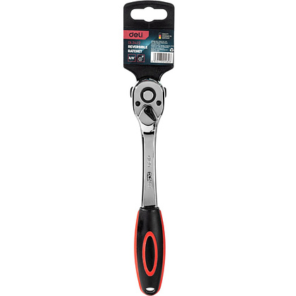 Ключ-трещотка Deli RS EDL2422 3/8", 200 мм, 72 зуба, черный, красный - 2