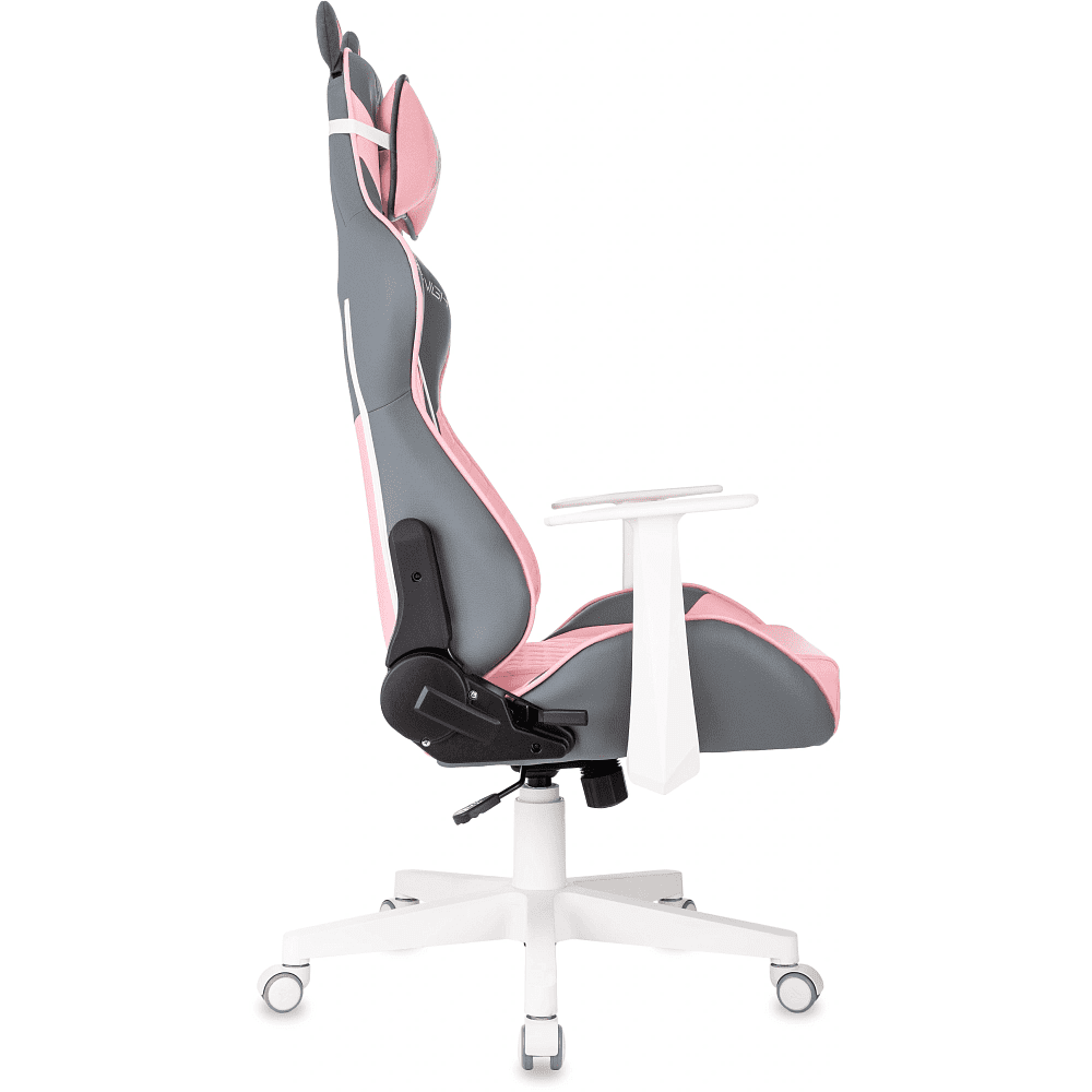 Кресло игровое Бюрократ Knight "Catzy", экокожа, пластик, серый, розовый - 5