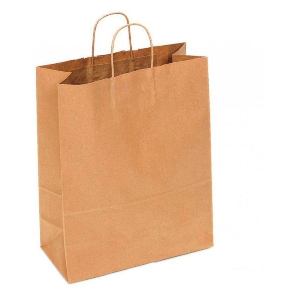 Пакет бумажный 320х200х370 Крафт 70, с кручеными ручками