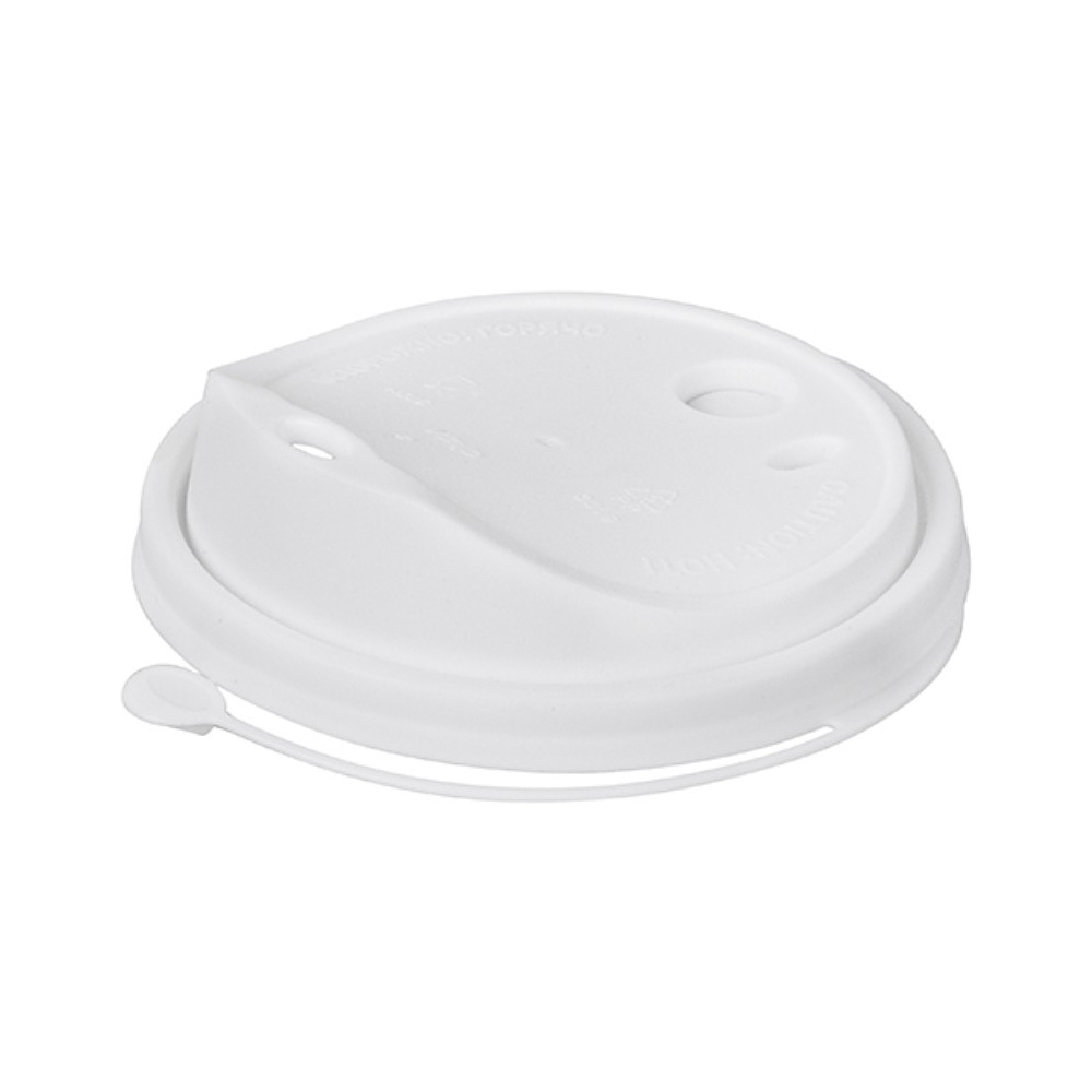 Крышка пластиковая для стаканов d=90 мм, для горячих напитков, 50 шт/упак, флип-топ, белый