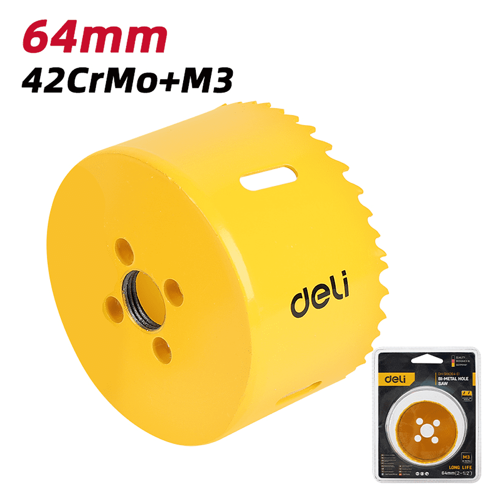 Коронка биметаллическая Deli YS EDH-SKK064-E1, 64 х 38 мм, М14 - 2