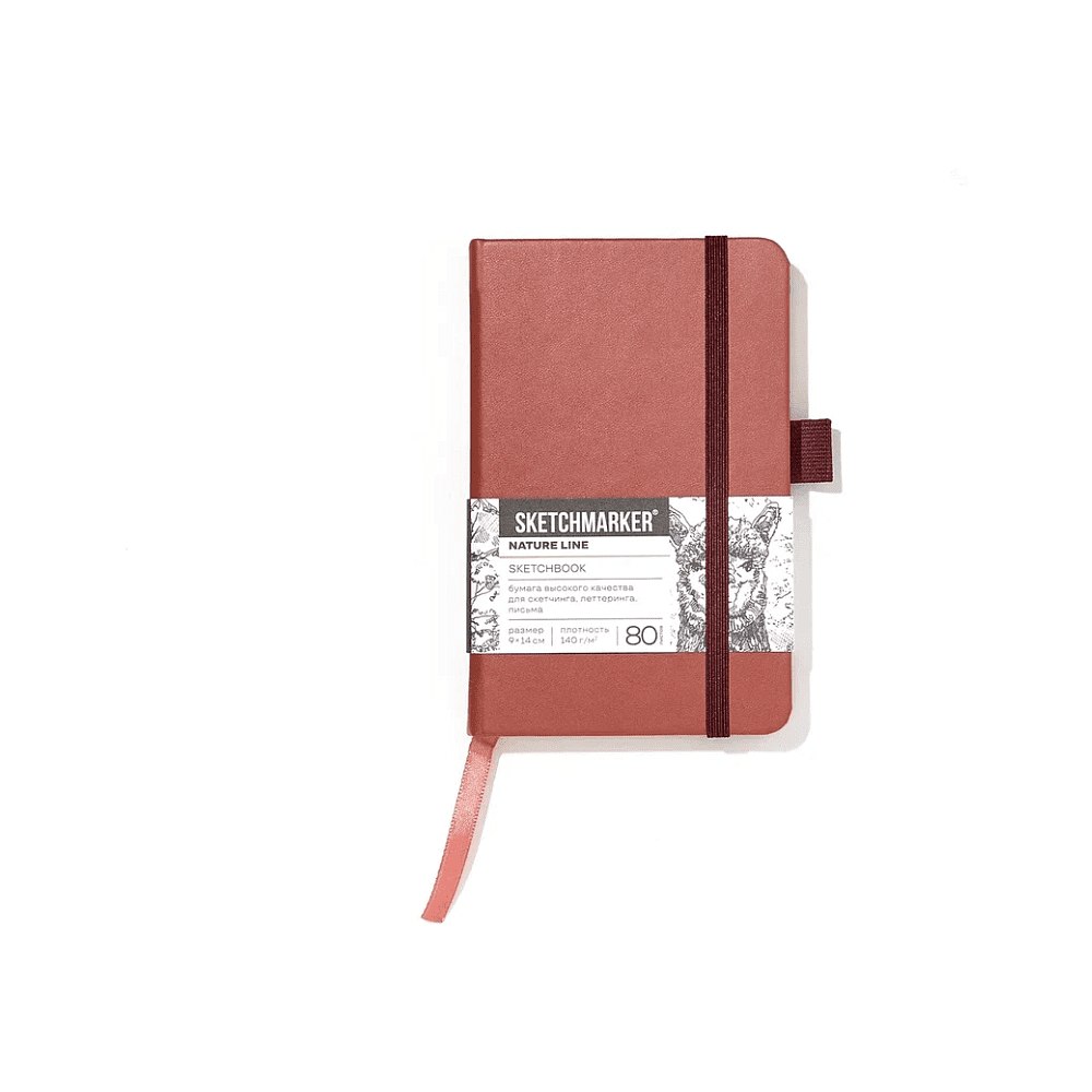 Скетчбук "Sketchmarker", 9х14 см, 140 г/м2, 80 листов, красный винтаж