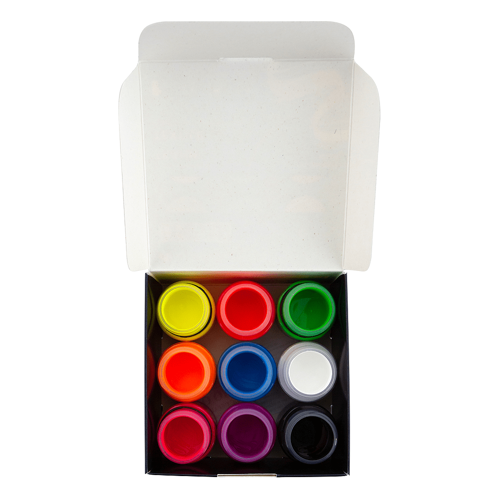 Краска акриловая по ткани "Декола неон", набор 9 цветов, 20 мл, банки - 5