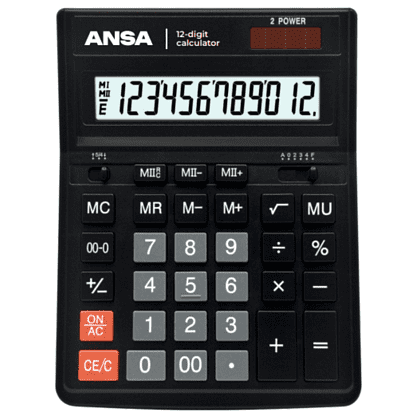 Калькулятор настольный Ansa "AN444S", 12-разрядный, черный
