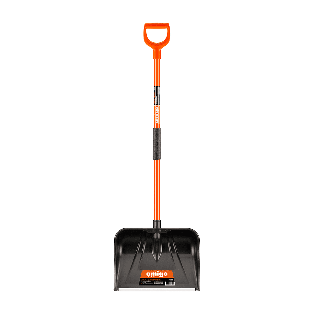 Лопата снеговая Amigo, 450x330, морозостойкий полипропилен, ребра жесткости, стальной черенок, D-образная рукоятка, черная - 2