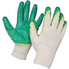 Перчатки трикотажные, х/б,  двойной латексный облив, 13 кл. вязки