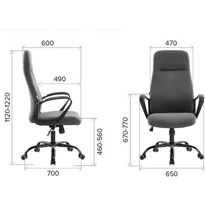 Кресло компьютерное EVERPROF Smart, ткань, серый, металл, корпус черный - 7