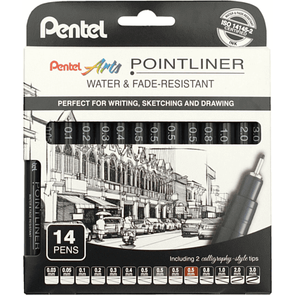 Набор ручек капиллярных "Pointliner", 14 шт, ассорти