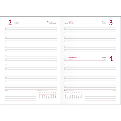 Ежедневник датированный "Berlin", А5, бордовый, 2026 - 5