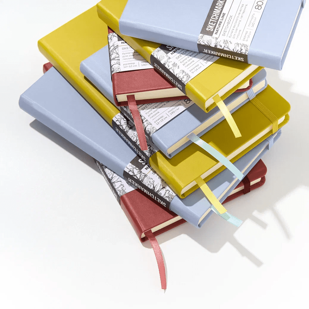 Скетчбук "Sketchmarker", 9х14 см, 140 г/м2, 80 листов, красный винтаж - 7