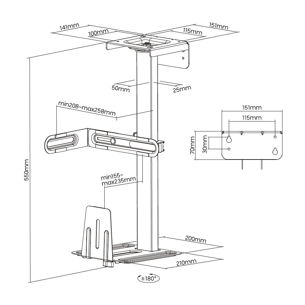 Держатель для системного блока LUMI "CPB-25", черный - 10
