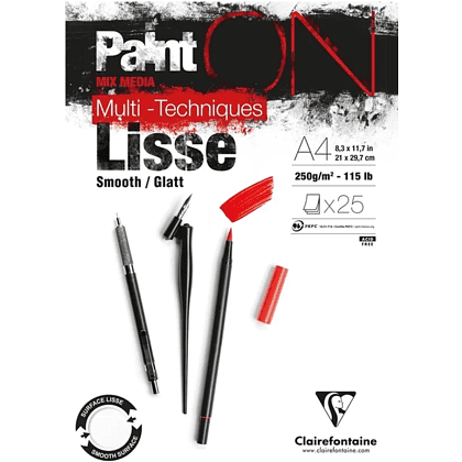 Блок-склейка "Paint'On", А4, 250г/м2, 25 листов, белая бумага