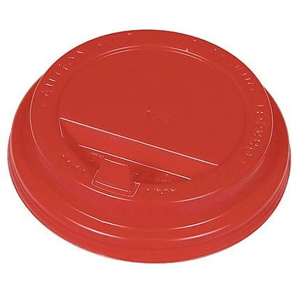 Крышка пластиковая для стаканов d=90 мм, для горячих напитков, 100 шт/упак, красный, с клапаном