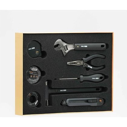 Набор ручного инструмента Deli HS, 8 предметов, Soft Touch, черный - 15