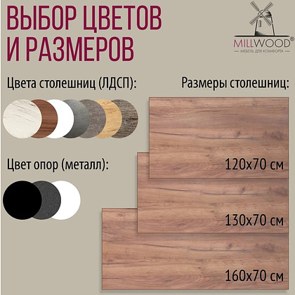 Стол письменный Millwood Лофт Сиэтл (ДТ-5), 1200х700 мм, дуб табачный крафт, белый - 13