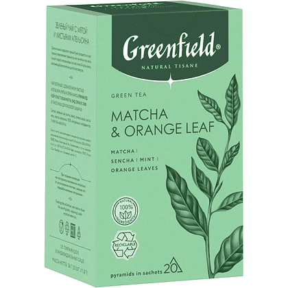 Чай "Greenfield" Tisane Matcha&Orange Leaf, 20 пакетиков x 1.8 г, зеленый - 2