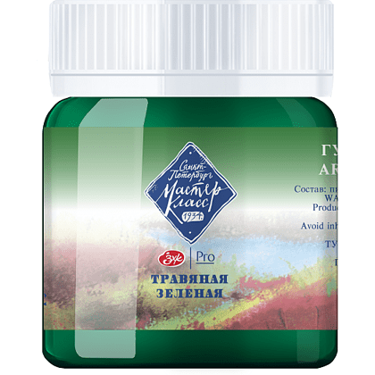 Краски гуашевые "Мастер-класс", 716 травяная зеленая, 40 мл, банка
