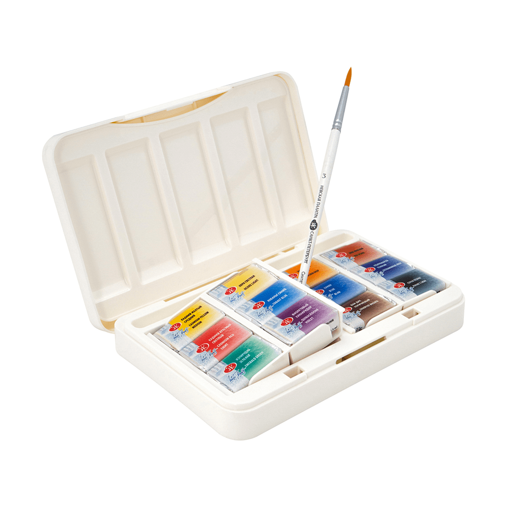 Краски акварельные "Белые ночи городской пейзаж", 12 цветов, кюветы - 3