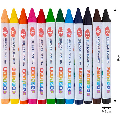 Мелки восковые "Цветик", 12 шт., треугольные - 6