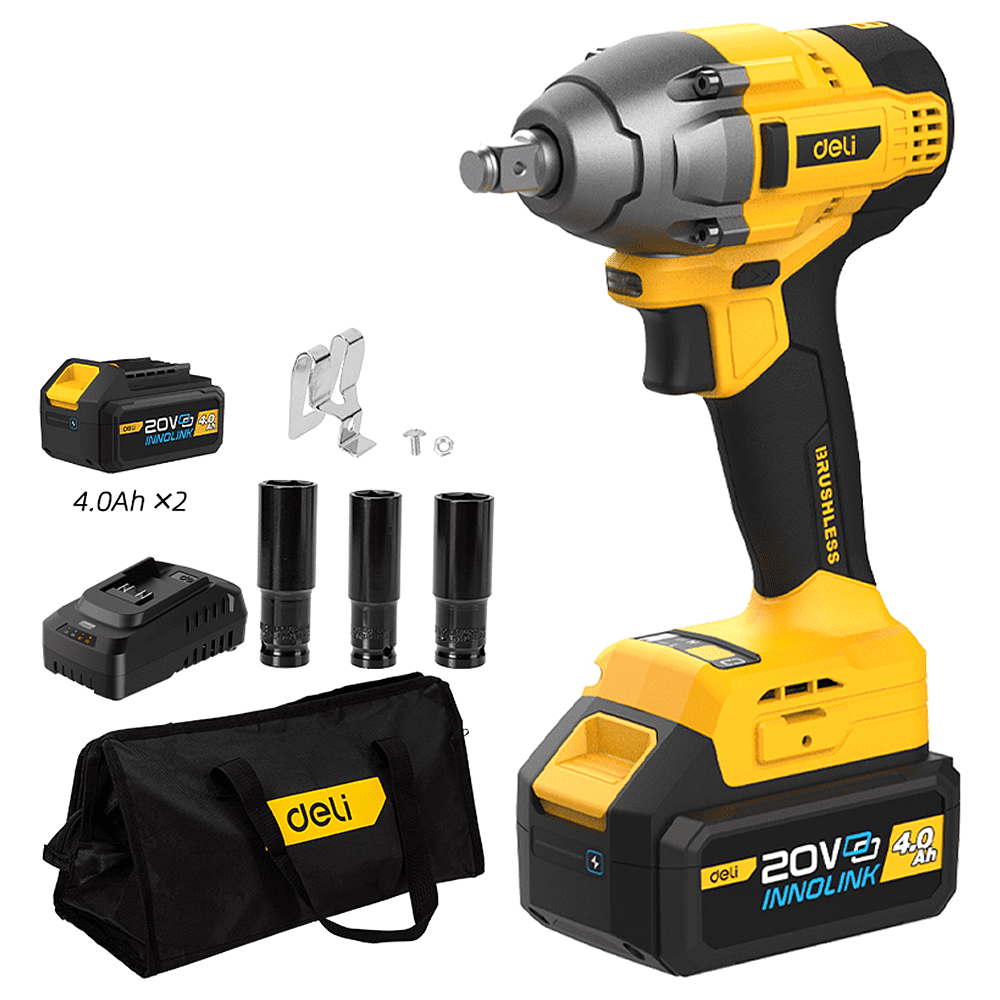 Аккумуляторный гайковерт Deli YS EDC230, 20 В, 320 Нм, 2 АКБ, 4 Ач, З/У 2А, коробка - 5