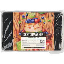 Карандаши цветные "Sketchmarker Еда", 12 цветов, жестяной пенал