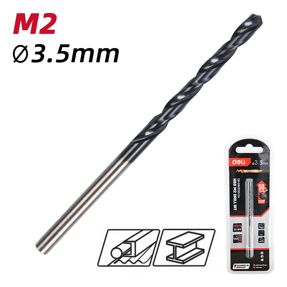 Сверло по металлу Deli RS EDH-MHZ035-E4, 3.5 мм, DIN 338, HSS-TiN - 2