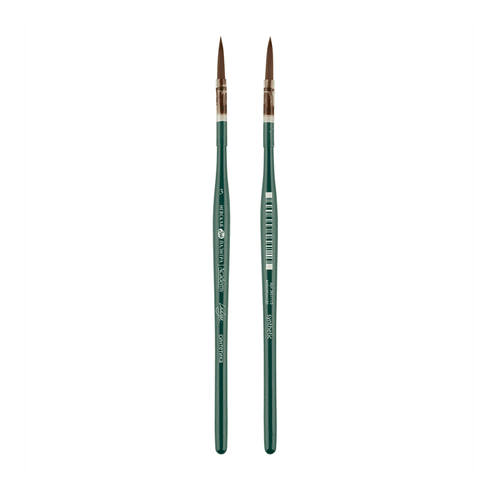 Кисть "Ладога", синтетика, круглая, на короткой ручке, №3 - 2