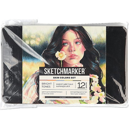 Карандаши цветные "Sketchmarker Оттенки кожи", набор 12 цветов, жестяной пенал - 2