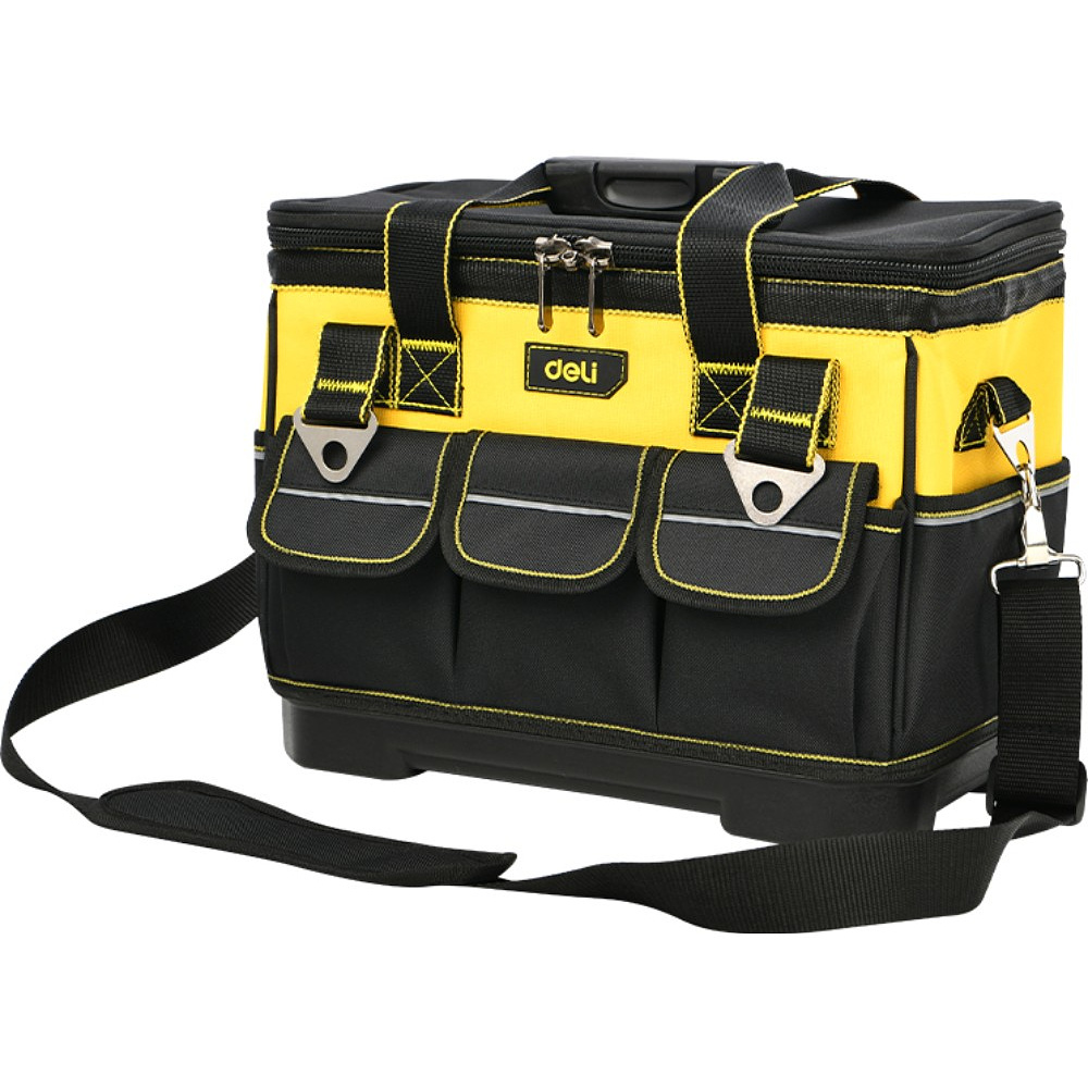 Сумка для инструментов Deli YS EDL586112, 14 карманов, 350х200х290 мм, ткань Oxford, черный, желтый