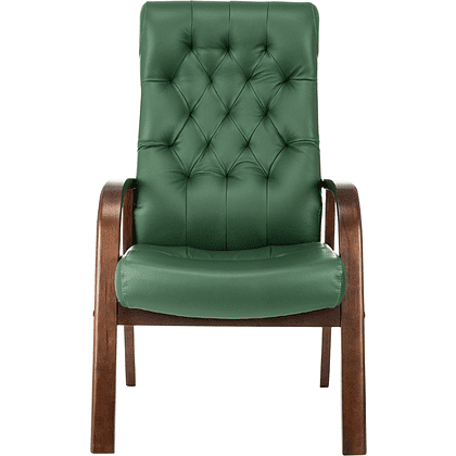 Кресло Бюрократ T-9928WALNUT-CF, натуральная  кожа, зеленый, каркас дерево  - 2