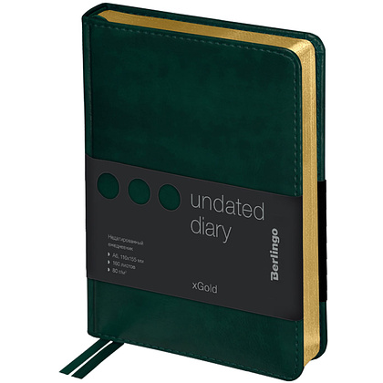 Ежедневник недатированный "xGold", А6, 320 страниц, зеленый