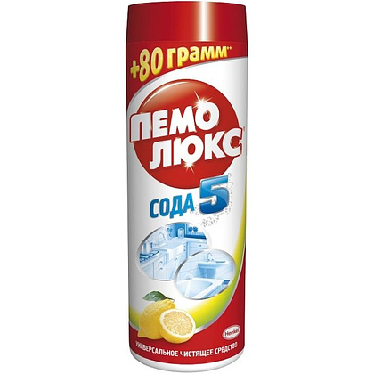 Универсальный чистящий порошок "Пемолюкс Сода 5", 480 г, лимон