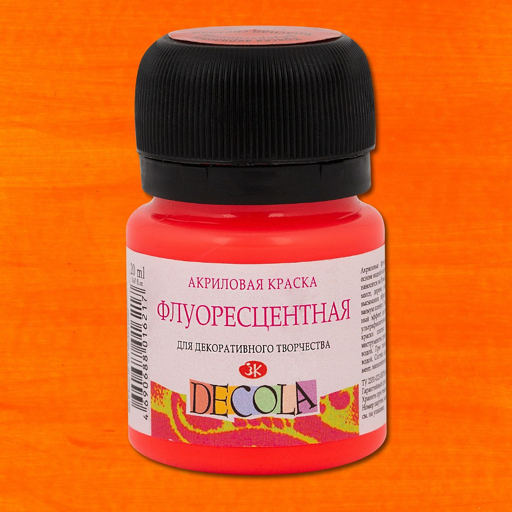 Краска акриловая неон "Декола", 336 красная светлая, 20 мл., банка - 2