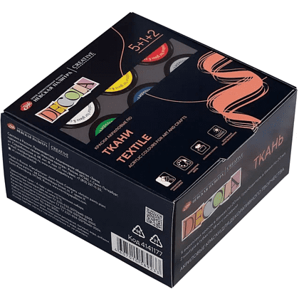 Краска акриловая по ткани "Декола", набор 5 цветов, 20 мл, контур 2 шт., разбавитель - 2