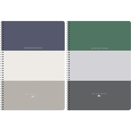 Тетрадь "Disposition", А4, 80 листов, клетка, спираль сбоку, ассорти