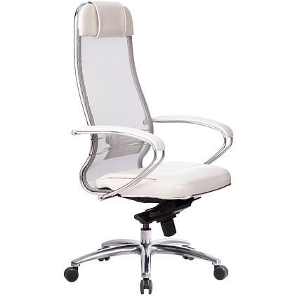 Кресло для руководителя METTA "SAMURAI SL-1.04" экокожа, металл, белый - 2