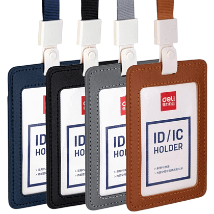 Бэдж для пропусков "Deli", 72х108 мм, вертикальный, коричневый