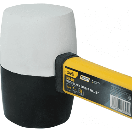 Киянка резиновая Deli YS EDL5816, 0.450 кг, фибергласовая рукоятка, черно-белая - 3