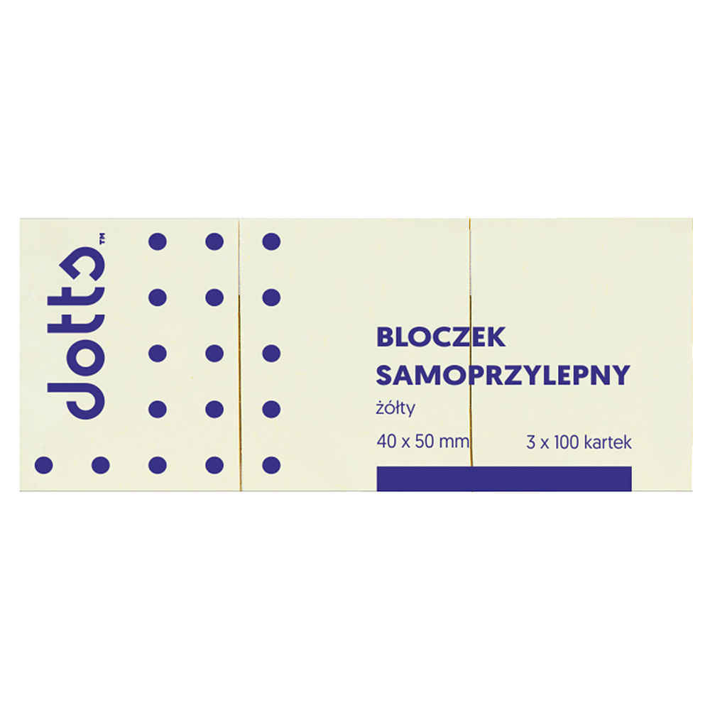 Бумага для заметок на клейкой основе "Dotts", 40x50 мм, 3x100 листов, желтый