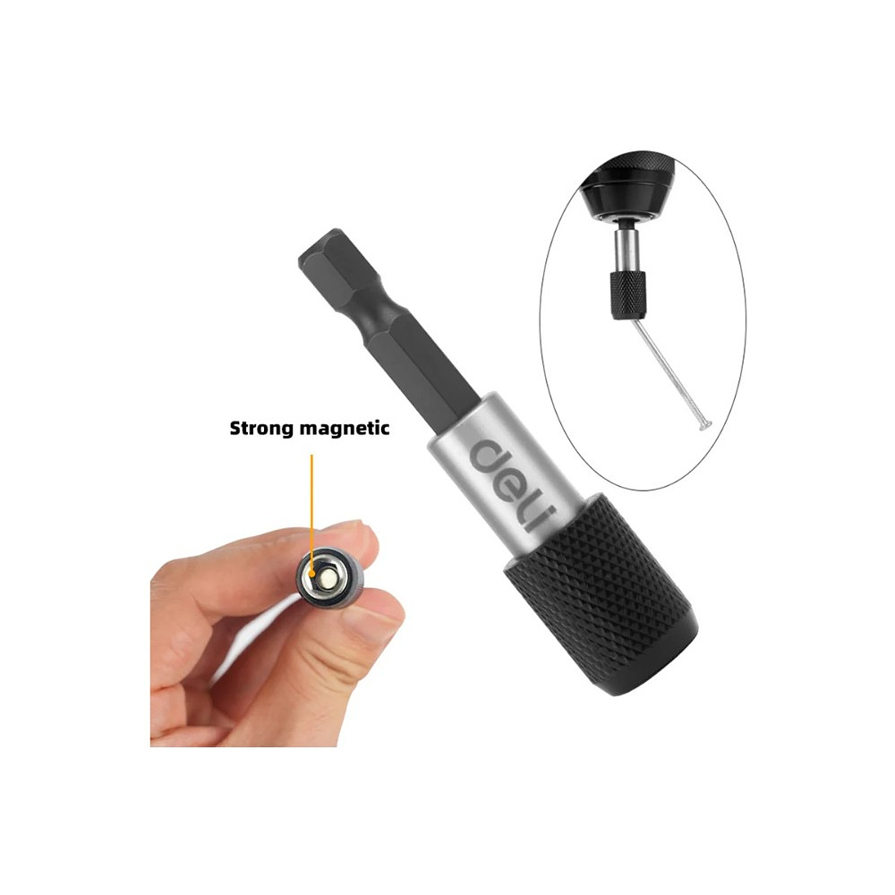 Держатель бит (насадок) Deli YS EDL107401, магнитный, набор 2 шт., 60мм, 1/4", с фиксатором - 7