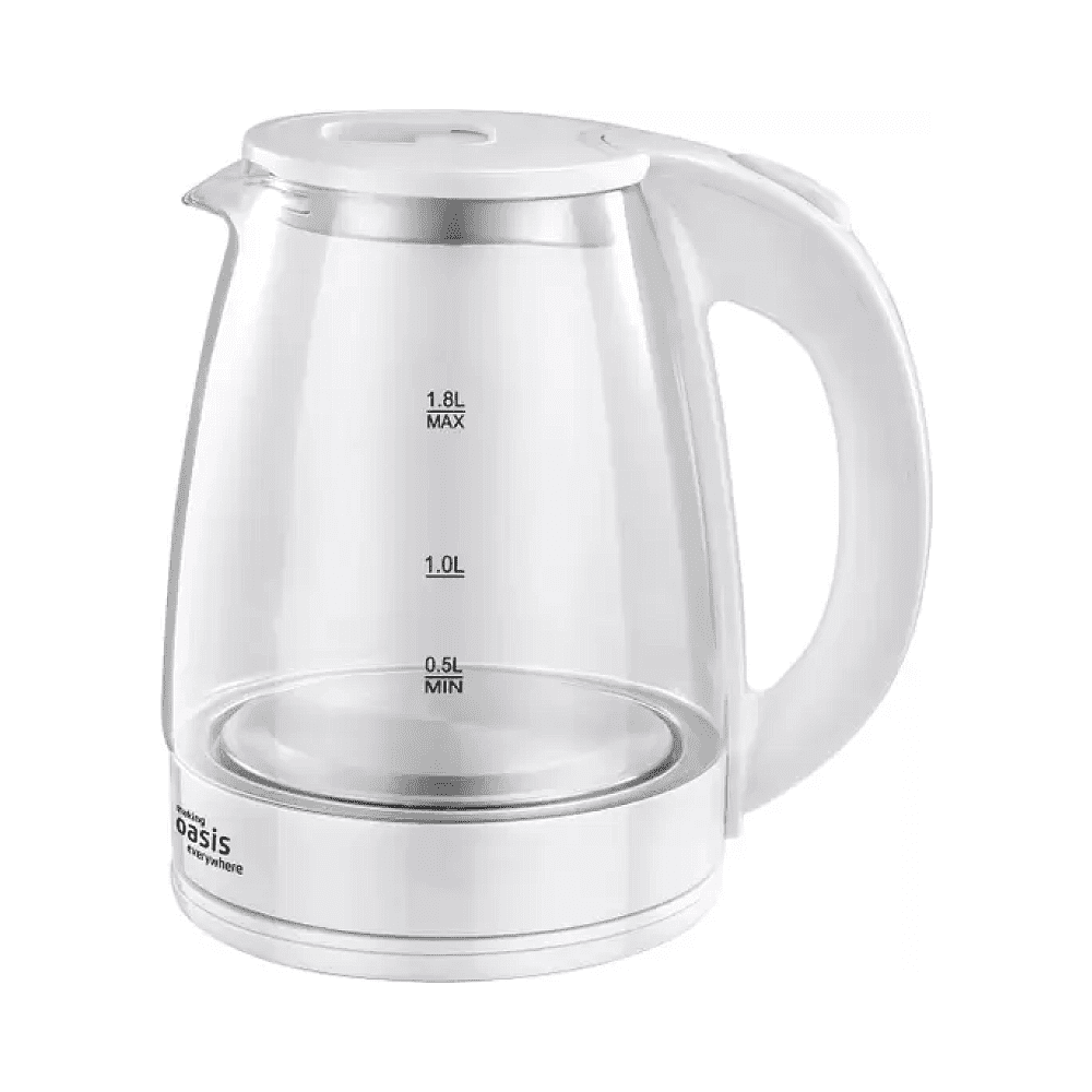 Электрочайник Oasis K-8GW, пластик, стекло, белый