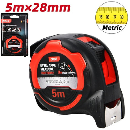 Рулетка Deli RS EDL370528, 5 м х 28 мм, красный, черный - 2