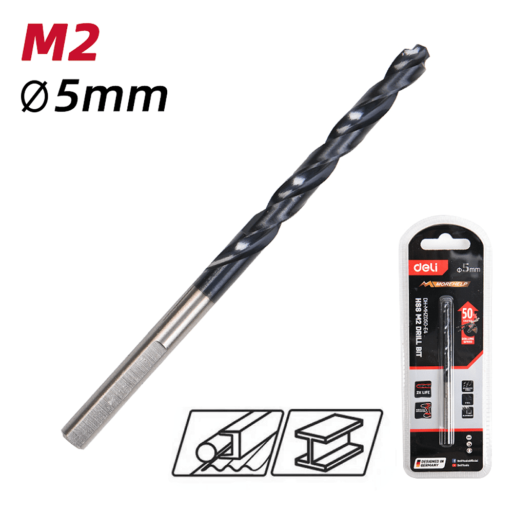 Сверло по металлу Deli RS EDH-MHZ050-E4, 5.0 мм, DIN 338, HSS-TiN - 3