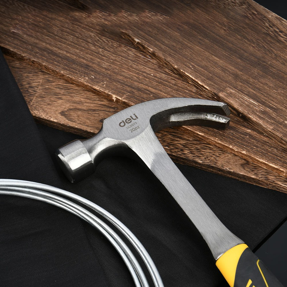 Молоток-гвоздодер Deli YS EDL5073, 0,55 кг, цельнокованный, фибергласовая рукоятка - 2