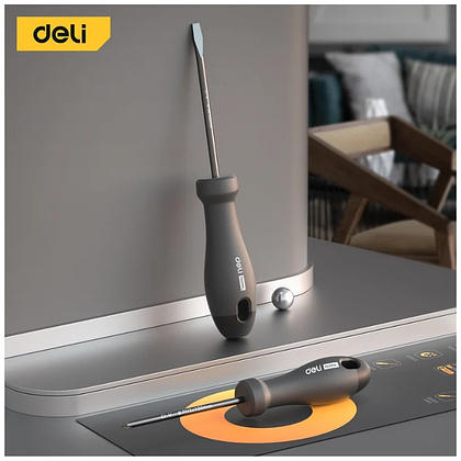 Набор отверток Deli HS EHT1002, 2 шт.(PH1х100,SL5х100), Soft Touch, черный - 2