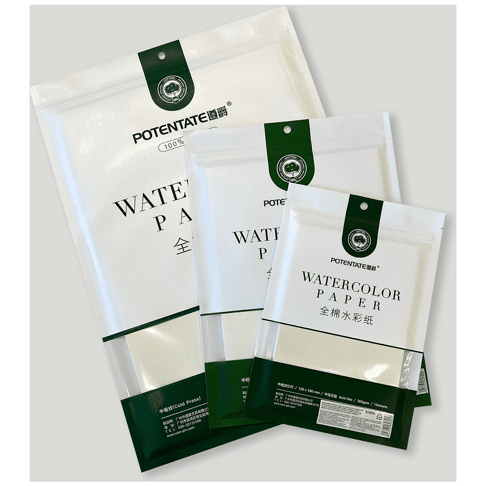 Бумага для акварели "Potentate", хлопок, холодный пресс, 13.5х19 см, 10 листов - 3