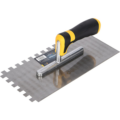 Кельма зубчатая Deli "EDL509312", 280х130 мм, желтый, черный