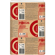 Полотенца бумажные Focus Premium, Z – сложение, 200 листов, 2 слоя, 100% целлюлоза